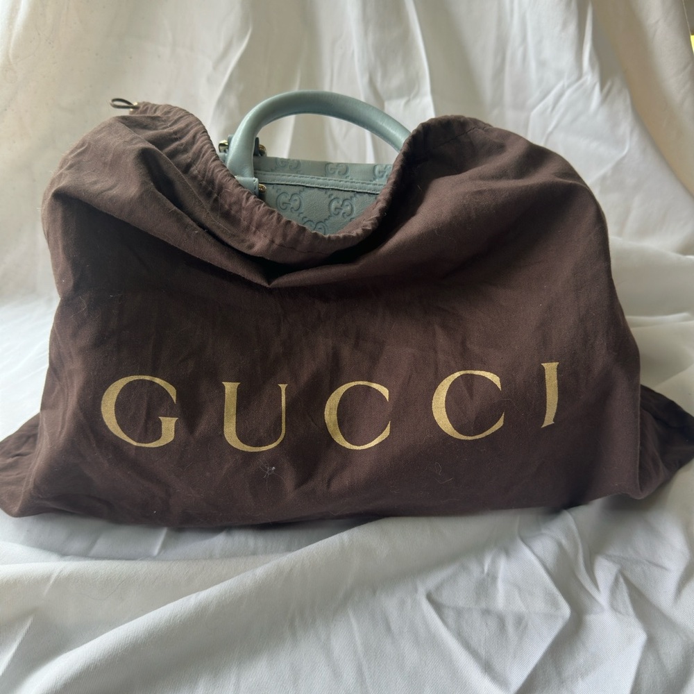 Gucci Guccissima Light Blue Leather Joy Boston Bag - Picture 8 of 8